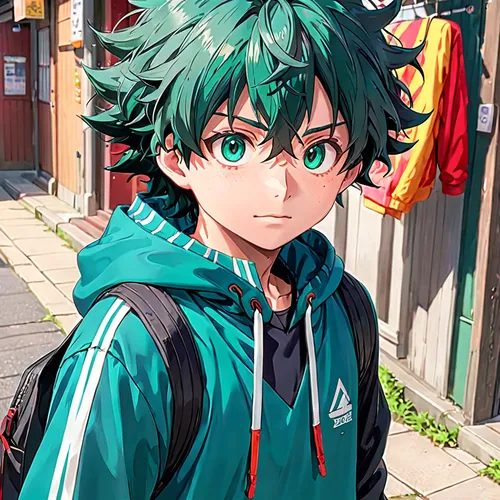 Anime stile,Naroto waring Izuku clothes,anime boy,my hero academia,anime japanese clothing,nikko,tracksuit,stylish boy,edit icon,hoodie,emerald,bazaruto,green jacket,anchovy,saji,alm,jin deui,ganai,an