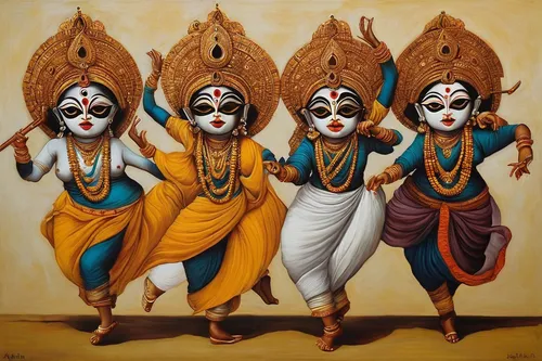 hare krishna,indian art,janmastami,krishna,ramayana,devotees,ramayan,dusshera,radha,the festival of colors,dancers,jaya,the three graces,the three magi,bengalenuhu,ethnic dancer,kandyan dance,oil painting on canvas,by chaitanya k,sangharaja,Conceptual Art,Daily,Daily 14