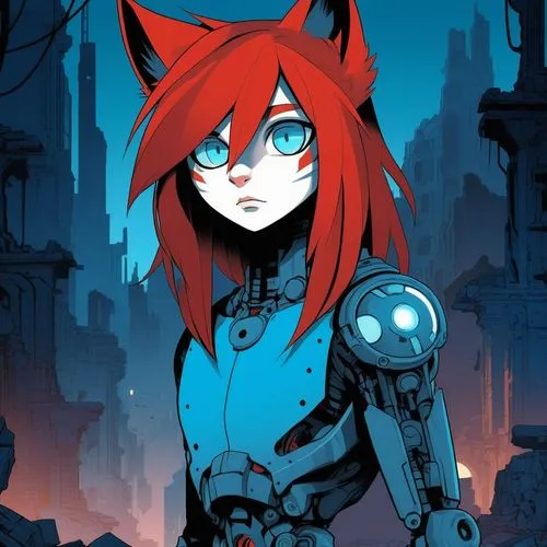 redfox,cyberdog,mae,the red fox,cinnabar,nuka,Illustration,American Style,American Style 09