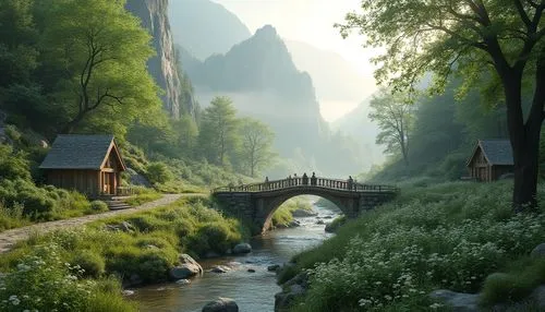 rivendell,fantasy landscape,river landscape,mountain village,beautiful landscape,shaoming,nature landscape,lijiang,nargothrond,green landscape,landscapes beautiful,guilin,mountain settlement,fantasy picture,landscape background,mountain landscape,dongjiang,landscape nature,mountain river,mountainous landscape,Photography,General,Realistic