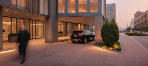 Luxury building in Manhattan Entrance. Drive through. ,lincoln motor company,hoboken condos for sale,3d rendering,chrysler fifth avenue,car showroom,automotive exterior,glass facade,office building,un