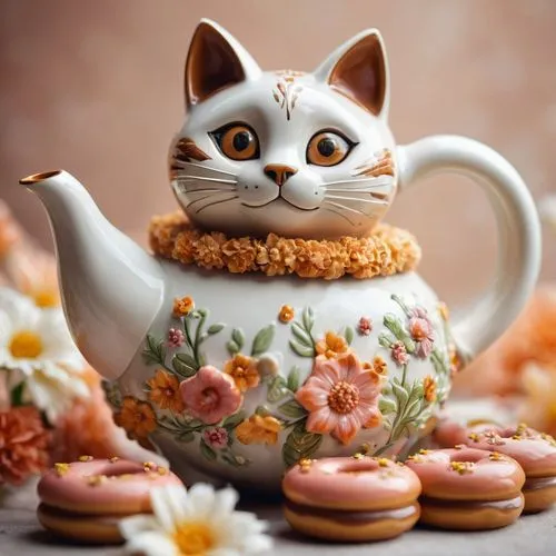 tea party cat,cat drinking tea,cat coffee,fragrance teapot,catroux,porcelaine,Photography,General,Cinematic