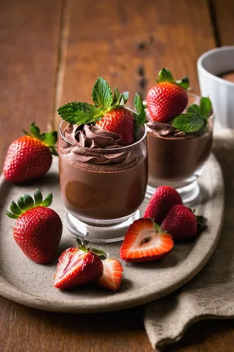 Chocolate Nutella Mousse with Strawberries Photo,chocolate mousse,chocolate pudding,chocolate parfait,chocolate smoothie,panna cotta,chocolate tarts,mousse,chocolate desert,bowl of chocolate,strawberr