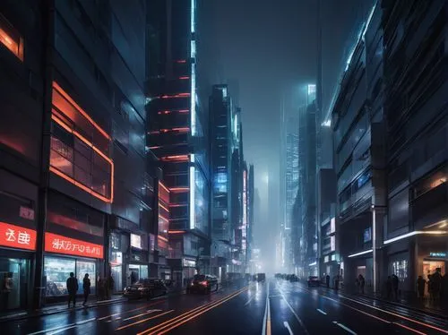 cybercity,shinjuku,shanghai,guangzhou,city at night,bladerunner,cyberpunk,cityscape,metropolis,cybertown,tokyo city,coruscant,city lights,street lights,cityscapes,citylights,futuristic landscape,light trail,cyberscene,night lights,Illustration,Vector,Vector 08