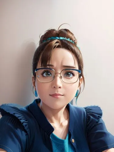 the realistic young woman with glasses is wearing a sweater and looking at soing,ritsuko,megane,mirai,xiaoyu,chiuchiolo,nanako,Anime,Anime,Realistic