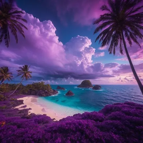 purple landscape,purple blue ground,purple wallpaper,sailing blue purple,caribbean,tropical beach,caribbean sea,tropical island,tropical sea,ocean paradise,beautiful beaches,caribbean beach,the caribbean,purple,paradises,tropics,dream beach,hawaii,beautiful beach,fiji,Photography,General,Fantasy