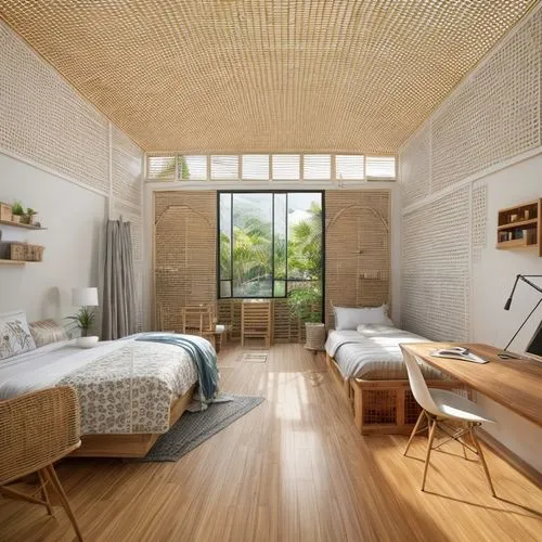 canopy bed,modern room,bedroom,sleeping room,bamboo curtain,japanese-style room,guest room,room divider,danish room,bedroom window,great room,children's bedroom,guestroom,lattice windows,loft,folding 