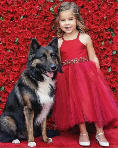 girl in red dress,girl with dog,gsd,little girl in pink dress,on a red background,father daughter dance,canine rose,flower girl,father and daughter,in red dress,king shepherd,quinceañera,christmas pictures,prince and princess,little girl dresses,dog photography,red dress,red carpet,german shepherd,laika,Illustration,Paper based,Paper Based 09