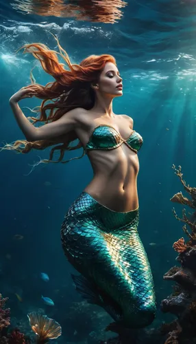 A beautiful mermaid on the surface of sea where a ship sinks. 8k. Hyper details. Fullbody shot.,mermaid background,mermaid,mermaid vectors,merfolk,underwater background,believe in mermaids,mermaid sca