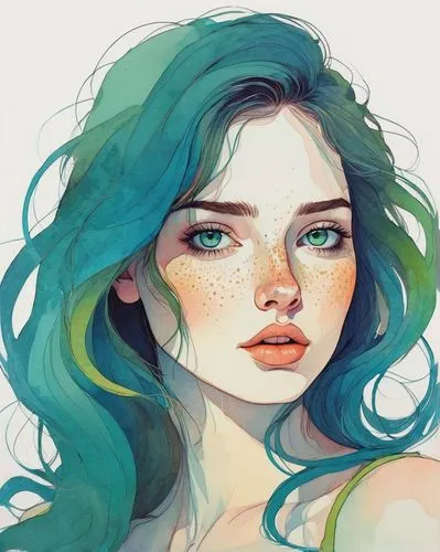 turquoise,mermaid vectors,color turquoise,virgo,girl portrait,fantasy portrait,emerald,blue mint,digital illustration,green mermaid scale,opal,marina,gemini,teal,siren,poison ivy,mermaid background,menta,digital art,flora,Illustration,Paper based,Paper Based 19