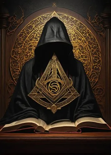 freemasonry,freemason,masonic,triquetra,occult,magic grimoire,mystery book cover,prayer book,esoteric symbol,magic book,hooded man,hymn book,masons,hexagram,cloak,all seeing eye,archimandrite,esoteric,divination,codex,Conceptual Art,Oil color,Oil Color 17