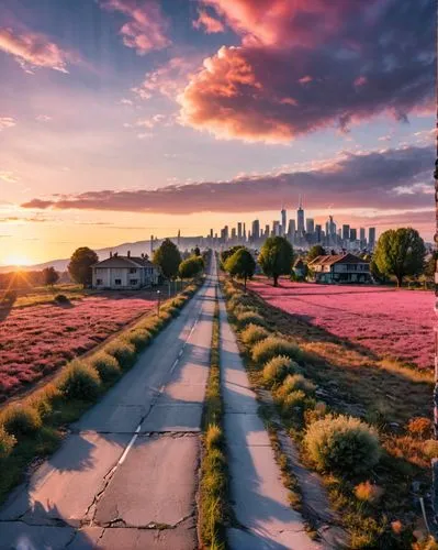 landscape background,pink dawn,pink grass,purple landscape,calgary,beautiful landscape,Photography,General,Realistic