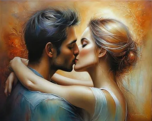 amorous,romantic portrait,kissing,romantic scene,oil painting on canvas,girl kiss,young couple,hot love,couple in love,love in the mist,art painting,cheek kissing,oil painting,love in air,first kiss,tenderness,making out,two people,mother kiss,honeymoon,Conceptual Art,Daily,Daily 32