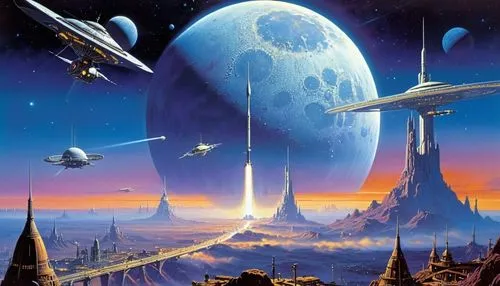 futuristic landscape,skyterra,homeworld,space art,coruscant,space ships,ringworld,cardassia,stratovarius,valerian,coruscating,planetwide,space port,alien world,hildebrandt,farpoint,extrasolar,centauri,sci - fi,homeworlds,Conceptual Art,Sci-Fi,Sci-Fi 19