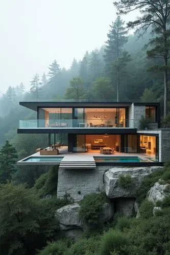 forest house,house in mountains,house in the mountains,modern house,modern architecture,house in the forest