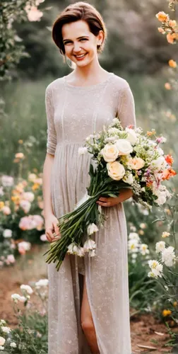 beautiful girl smiling, among flowers, the girl is holding a beautiful bouquet of flowers, the girl is as similar as possible to the original image
,vintage flowers,girl in flowers,flower girl,vintage