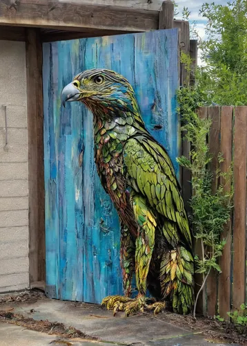 chicken coop door,yard art,bird painting,kookaburra,coopers hawk,owl art,garden bird,kookabura,peacock,garden door,gryphon,roadrunner,wood art,hawk animal,quetzal,blue and gold macaw,blue parrot,green bird,decoration bird,hawk - bird,Conceptual Art,Graffiti Art,Graffiti Art 03