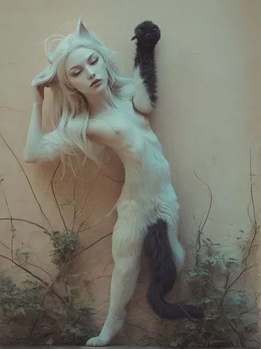 heatherley,colotti,faun,cat tail,garden-fox tail,white cat,Photography,Documentary Photography,Documentary Photography 08