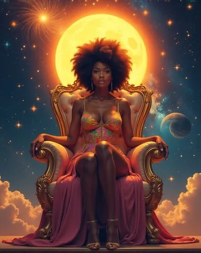 oshun,afrocentric,afrofuturism,womanist,afrocentrism,queenship,Illustration,Retro,Retro 01