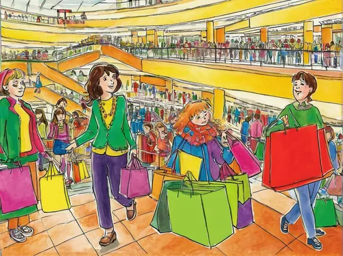 woman shopping,shopping venture,shopping mall,shopping icon,shopper,anime japanese clothing,shopping street,shopping bags,shopping,shopping bag,shops,shopping icons,department store,multistoreyed,shopping center,principal market,christmas shopping,holiday shopping,supermarket,toy store,Illustration,Retro,Retro 20