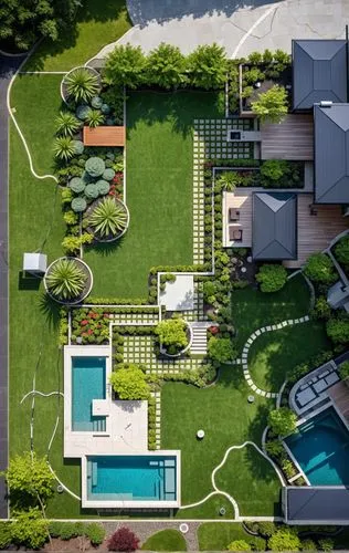 Landscape Design,roof,a aerial view of an apartment in a garden,landscape designers sydney,landscape design sydney,garden design sydney,landscaped,pool house,outdoor pool,Photography,General,Realistic