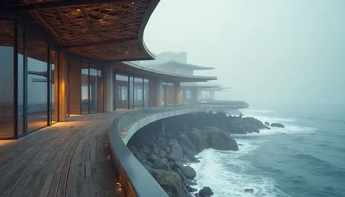 oceanfront,snohetta,house of the sea,walkway,dunes house,house by the water,monterey,beachfront,amanresorts,oceanview,coastline,esalen,shorefront,ocean view,dreamhouse,penthouses,asian architecture,beach house,wave of fog,teahouse,Photography,General,Realistic