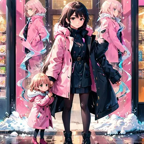 parka,winter clothing,winter clothes,in the snow,harajuku,llenn,Anime,Anime,Realistic