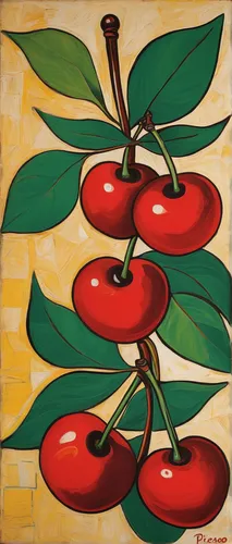 cherries in a bowl,jewish cherries,cart of apples,basket with apples,fruit tree,khokhloma painting,david bates,basket of apples,red apples,chestnut tree with red flowers,apple tree,cherries,fruit pattern,crabapple,cherry branch,fruit blossoms,fruit trees,red plum,ornamental cherry,olive tree,Art,Artistic Painting,Artistic Painting 05