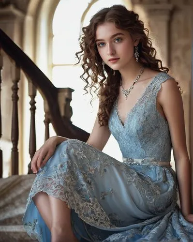 margairaz,margaery,aslaug,sigyn,ellinor,sansa,girl in a long dress,principessa,enchanting,ball gown,noblewoman,lysa,cinderella,ballgown,blue dress,valyrian,vintage dress,demelza,a girl in a dress,elegant,Illustration,Retro,Retro 25