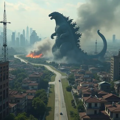 godzilla,zilla,kaiju,gojira,dragon of earth,kaijuka,glaurung,gamera,upazilla,evacuates,compositing,apocalyptic,cloverfield,evacuating,destructor,evacuate,macroscale,fire breathing dragon,evacuated,gorgo,Photography,General,Realistic