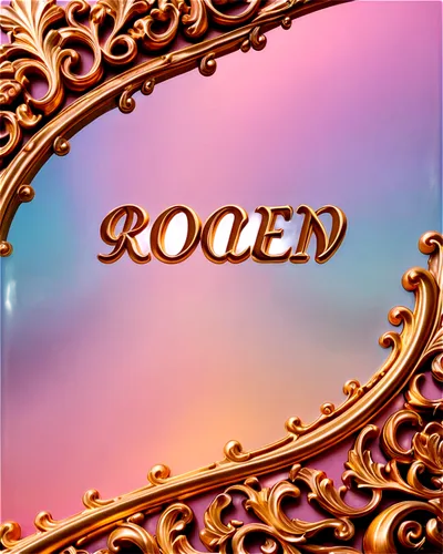 Golden title, bold font, curved shape, shiny metallic surface, reflective light, close-up shot, 3/4 composition, soft focus background, warm color tone, cinematic lighting.,rococo,rocky road,rosa ' am