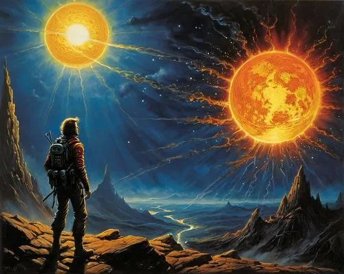 sun,solar eruption,sol,golden sun,solar wind,helios,sun god,space art,the sun,3-fold sun,reverse sun,solar flare,fire planet,phase of the moon,burning earth,solar eclipse,bright sun,sun moon,double sun,supernova,Illustration,Realistic Fantasy,Realistic Fantasy 32