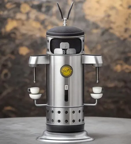 Cafetera industrial dorada con tazas negras,coffee percolator,vacuum coffee maker,percolator,coffee grinder,bb8-droid,electric kettle,r2-d2,droid,coffee maker,moka pot,beekeeping smoker,robot in space