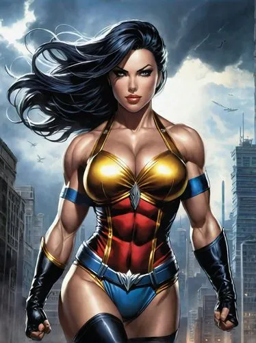 wonderwoman,superheroine,wonder woman city,super heroine,super woman,barda,Illustration,Realistic Fantasy,Realistic Fantasy 10