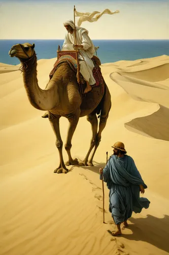 Write a thrilling adventure where a dromedary helps its owner navigate treacherous sand dunes.,camel caravan,dromedaries,arabian camel,rem in arabian nights,dromedary,two-humped camel,camelride,bedoui