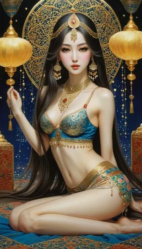 oriental princess,oriental girl,dakini,gandhari,bellydance,apsara,Illustration,Realistic Fantasy,Realistic Fantasy 08