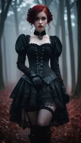 gothic fashion,gothic woman,gothic portrait,gothic dress,dark gothic mood,goth woman,victorian lady,gothic style,red riding hood,redhead doll,gothic,little red riding hood,vampire woman,victorian style,vampire lady,queen of hearts,overskirt,goth festival,corset,goth subculture,Conceptual Art,Fantasy,Fantasy 10