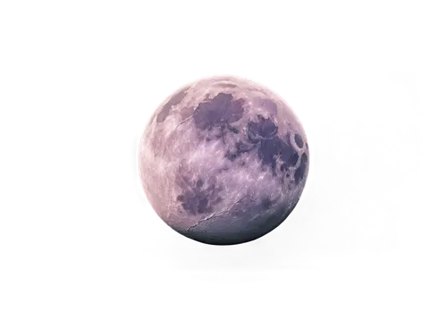 Pink moon, full moon, lunar surface, crater details, soft pink glow, subtle shading, stars in background, 3/4 composition, low angle view, cinematic lighting, dreamy atmosphere, transparent background