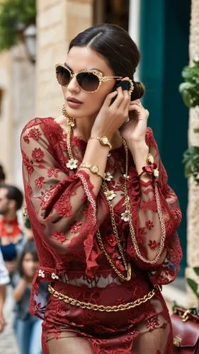 Fashion show ,the woman is wearing an extremely revealing outfit while talking on her phone,rih,gabbana,rhianna,riri,cardi,rihanna,Photography,General,Realistic