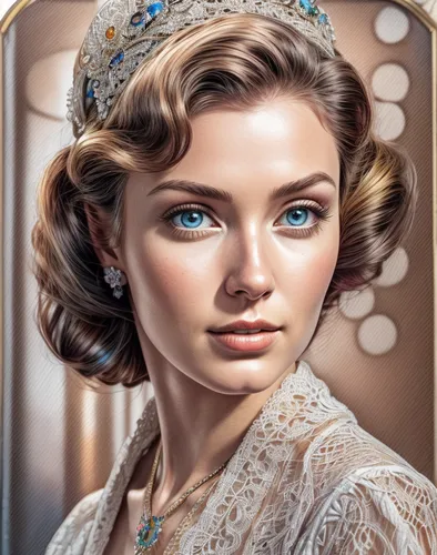 vintage makeup,diadem,princess' earring,vintage woman,victorian lady,queen anne,cinderella,fantasy portrait,bridal accessory,vintage female portrait,bridal jewelry,romantic portrait,miss circassian,custom portrait,celtic queen,vintage girl,elsa,princess sofia,princess leia,portrait background