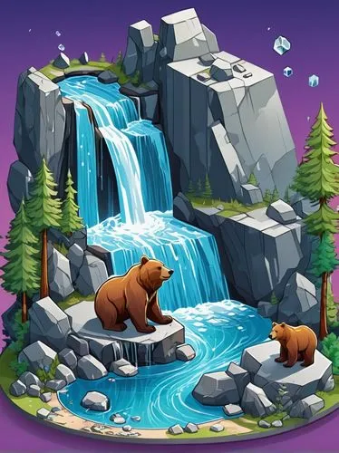 brown waterfall,brown bears,water fall,a small waterfall,waterfall,waterfalls,water falls,mountain stream,cartoon video game background,bearss,scandia bear,icefalls,mountain spring,android game,bearingpoint,cute bear,brown bear,ice bears,landscape background,water hole,Unique,3D,Isometric