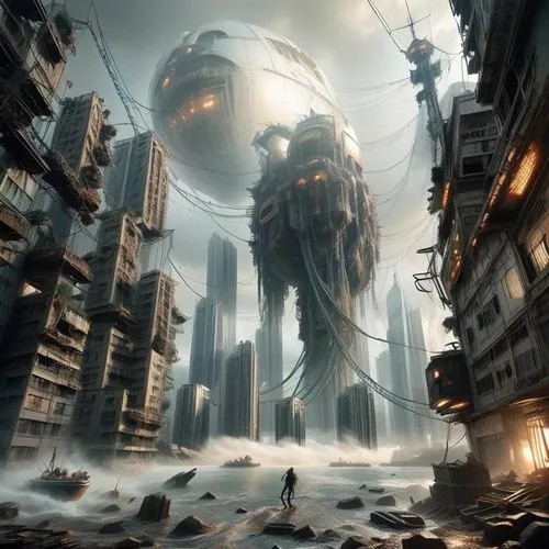 sci fiction illustration,primordia,futuristic landscape,sci fi,technosphere,cybercity