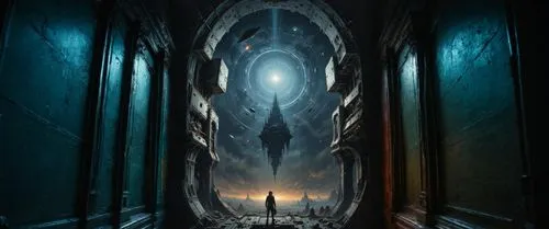 пусто,a hallway with dark walls and blue light,portal,giger,hall of the fallen,sulaco,nostromo,labyrinthian