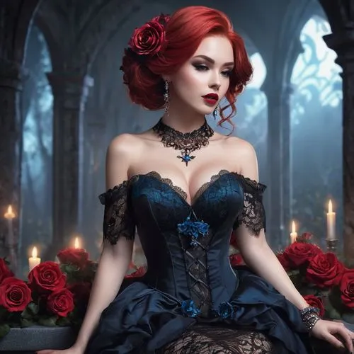 gothic woman,gothic portrait,queen of hearts,gothic dress,gothic style,sirenia,Conceptual Art,Fantasy,Fantasy 02