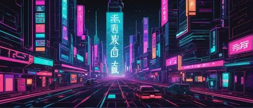 cybercity,neon arrows,cyberpunk,tokyo city,shinjuku,cyberscene,cyberworld,cybertown,tokyo,polara,neon lights,colorful city,tron,synth,neon light,80's design,neon,neons,cyberia,digitalism,Illustration,Paper based,Paper Based 13