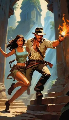 indiana jones,game illustration,karakas,uncharted,deadlands,adventurers,escapers,teferi,mercenario,sci fiction illustration,rendezvous,mercenaria,lara,argentinian tango,game art,escapades,pirate treasure,tango argentino,gunslingers,tango