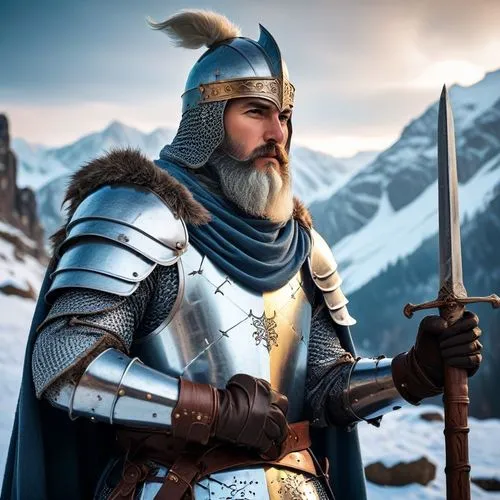 a man dressed in medieval clothing and holding two swords,elendil,northmen,helaman,javanrud,ertugrul,tugrul