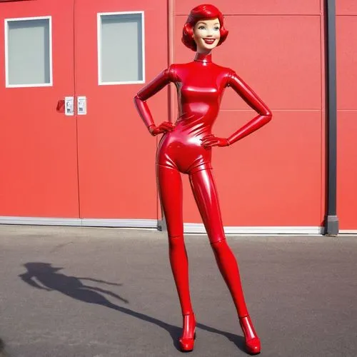 spirou,a wax dummy,zentai,rubber doll,asuka langley soryu,artist's mannequin,fembot,allred,rockette,latex,lady in red,great as a stilt performer,red,wax figures museum,red paint,redbelly,popmart,articulated manikin,red super hero,rubbery,Illustration,Children,Children 01