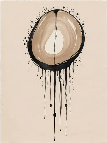 enso,coffee watercolor,coffee stains,yinyang,donut drawing,circle paint,Illustration,Black and White,Black and White 34