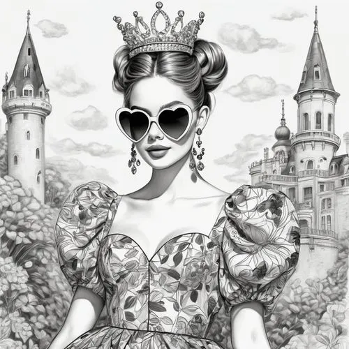 noblewoman,miss circassian,queen of hearts,paris clip art,queenship,princess sofia,Illustration,Black and White,Black and White 30